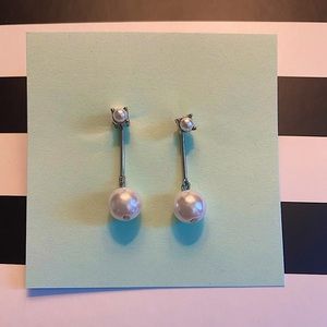 Silver Dangle Double Sided Earrings with Pearl